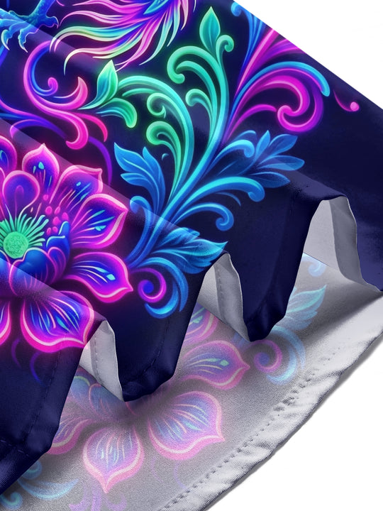 Adaychic Men's Graphic Neon Fantasy Dragon Print Long Sleeve Shirt with Chest Pocket