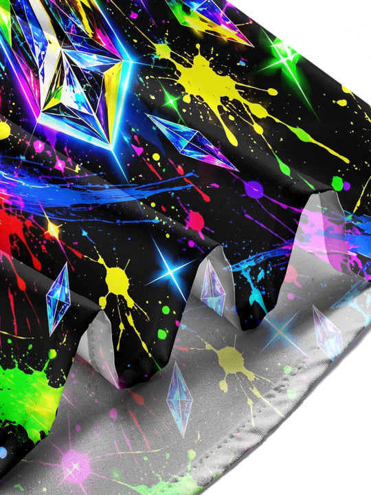 Adaychic Men's Neon Crystal Cross And Paint Splatters Print Long Sleeve Shirt with Chest Pocket