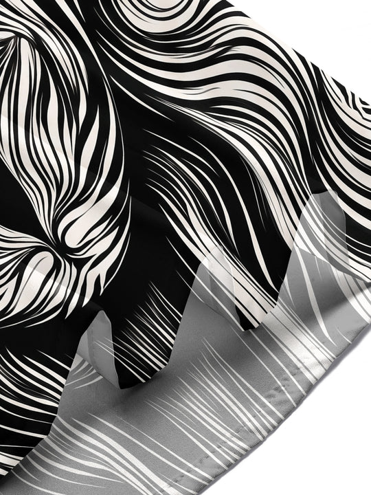 Adaychic Men's Geometric Abstract Face Swirl Print Short Sleeve Button Down Shirt with Chest Pocket