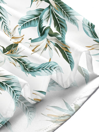 Adaychic Men's Hawaiian Tropical Leaf Print Short Sleeve Shirt with Chest Pocket