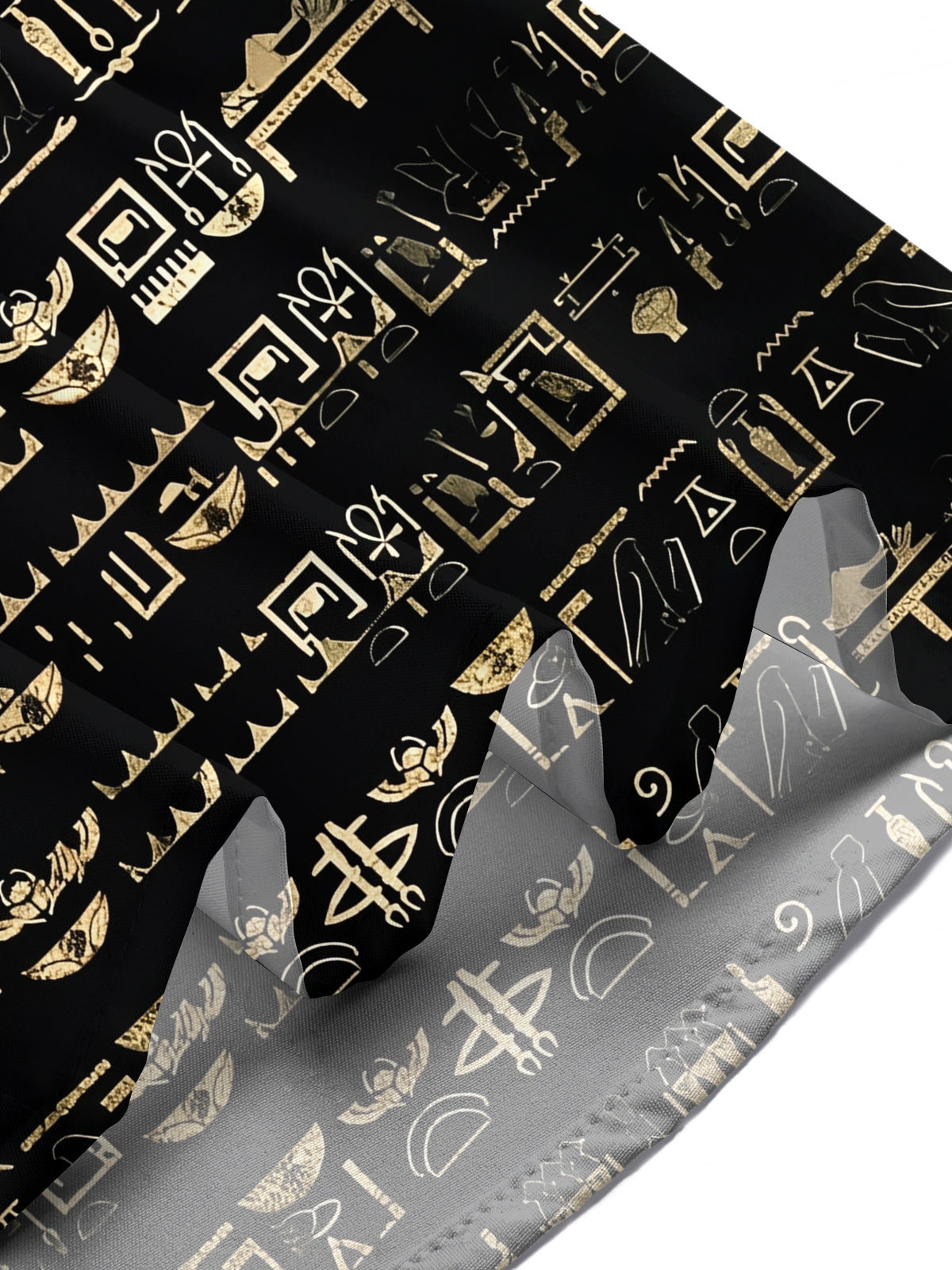 Adaychic Men's Vintage Style Egyptian Hieroglyphs Print Short Sleeve Shirt with Chest Pocket