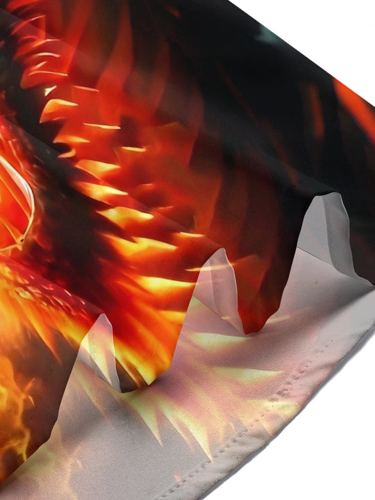 Adaychic Men's Graphic Fire Dragon Print Glowing Eyes Print Short Sleeve Shirt with Chest Pocket