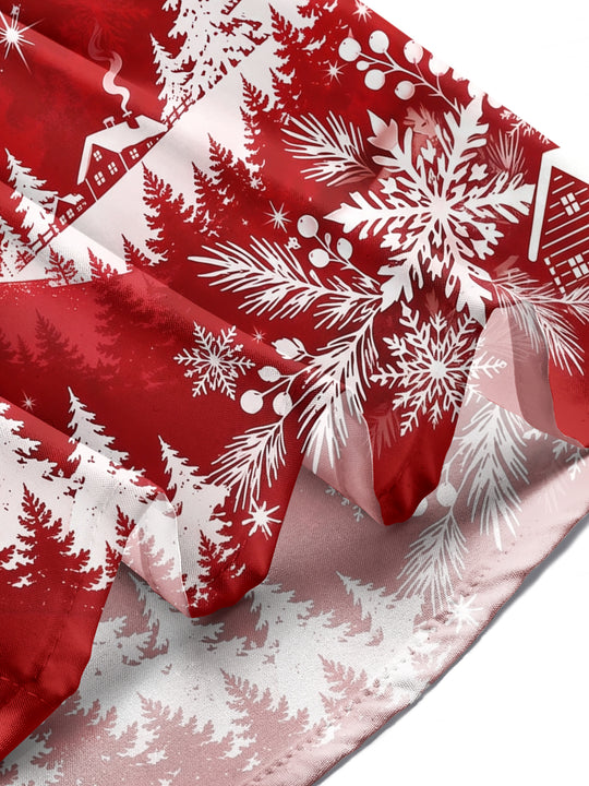 Adaychic Men's Printed Snowflakes Print Winter Forest Print Long Sleeve Shirt with Chest Pocket