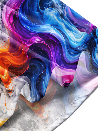 Adaychic Men's Printed Abstract Swirling Fluid Colors Print Long Sleeve Shirt with Chest Pocket