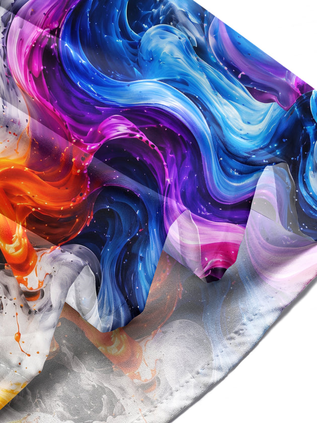 Adaychic Men's Printed Abstract Swirling Fluid Colors Print Long Sleeve Shirt with Chest Pocket