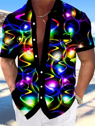 Men's abstract tie dye short sleeve shirt front view