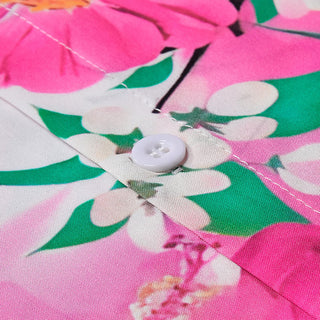Adaychic Men's Hawaiian Pink Tropical Floral Print Short Sleeve Button Down Shirt