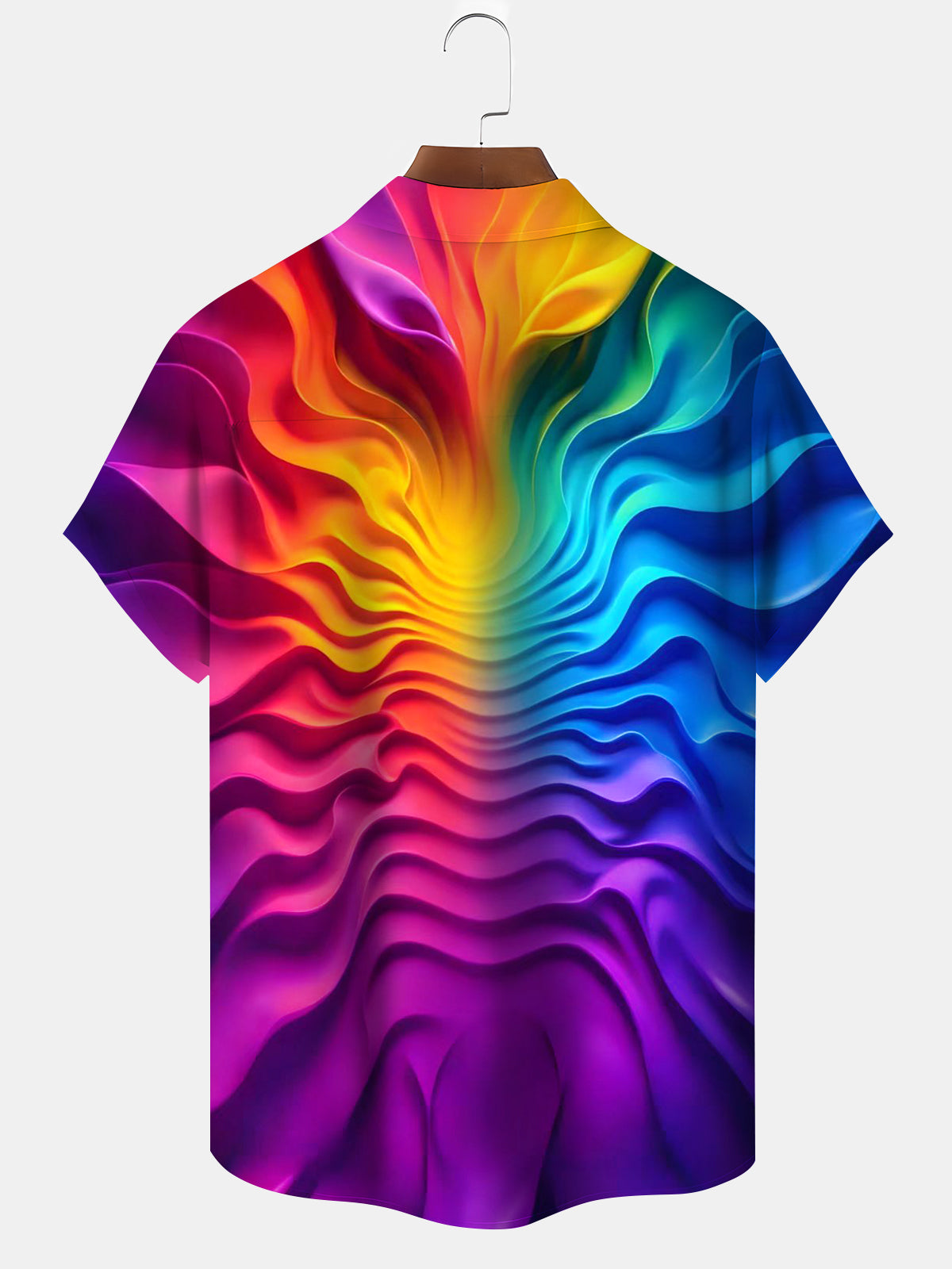 Men's abstract tie dye short sleeve shirt back view