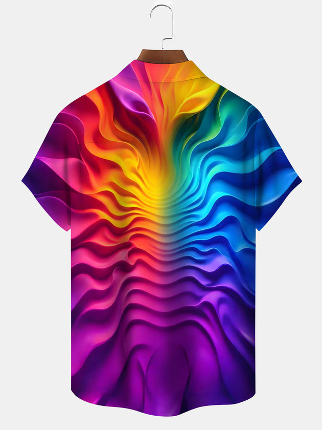 Men's abstract tie dye short sleeve shirt back view