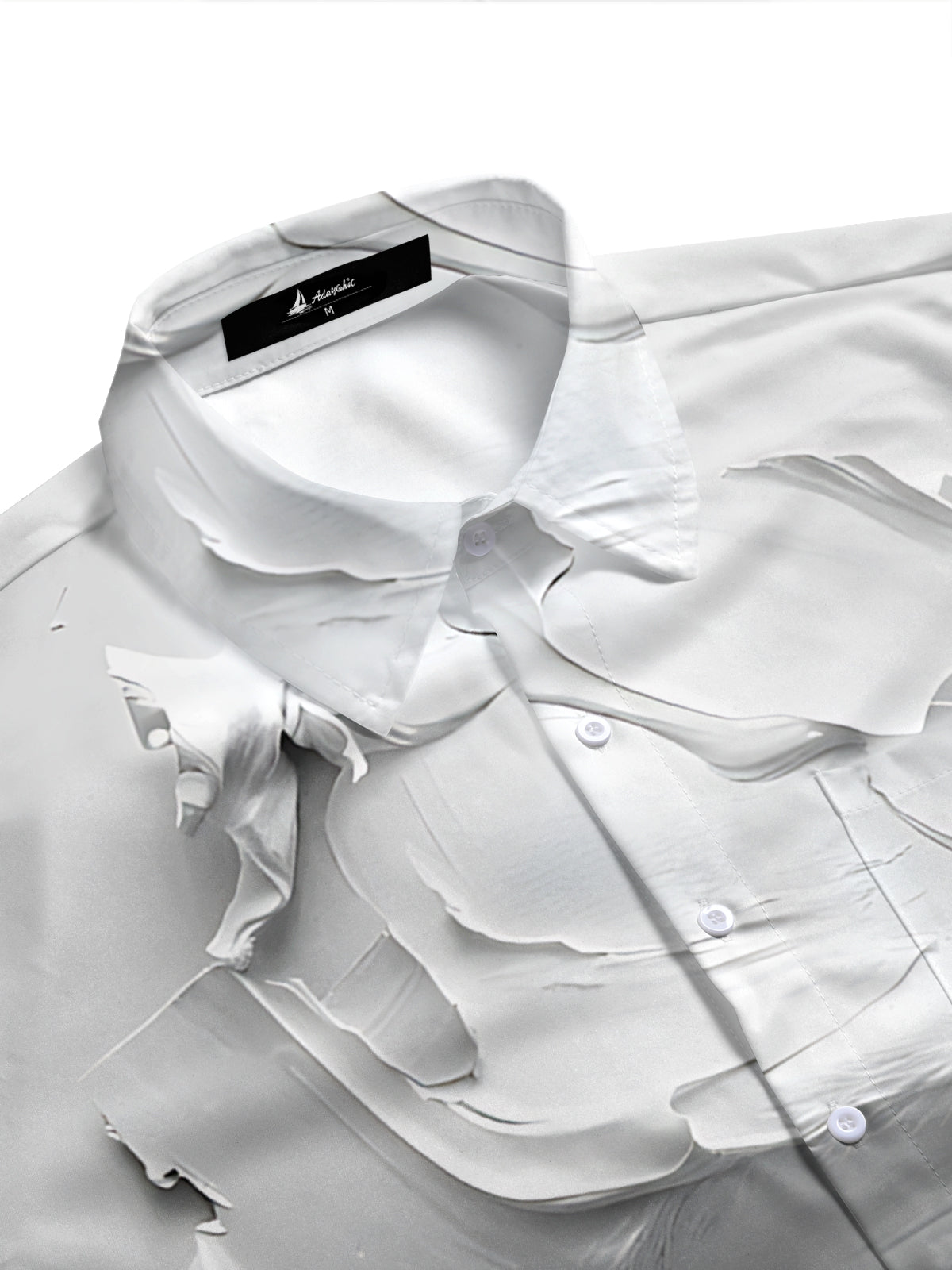Adaychic Men's 3D 3D Relief Face Art Print Short Sleeve Shirt with Chest Pocket
