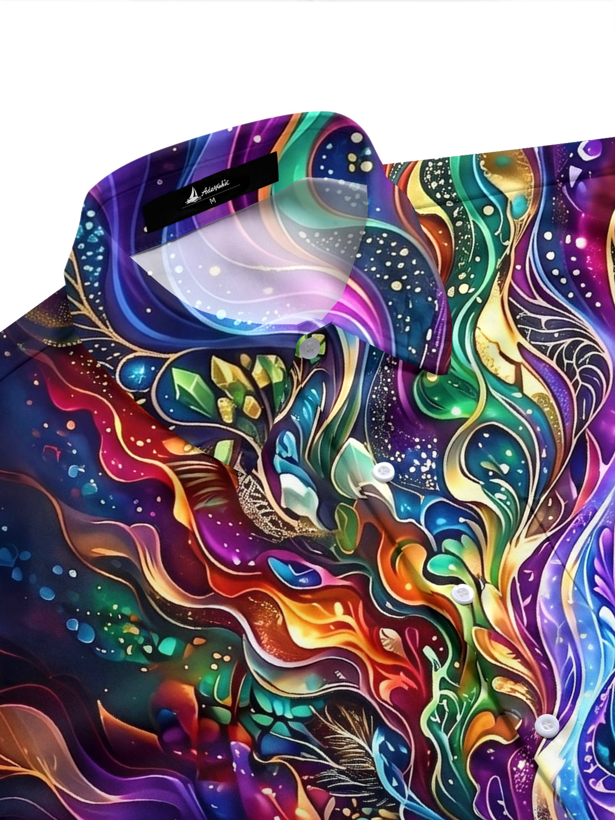 Adaychic Men's Colorful Swirling Fluid Art Print Short Sleeve Shirt with Chest Pocket