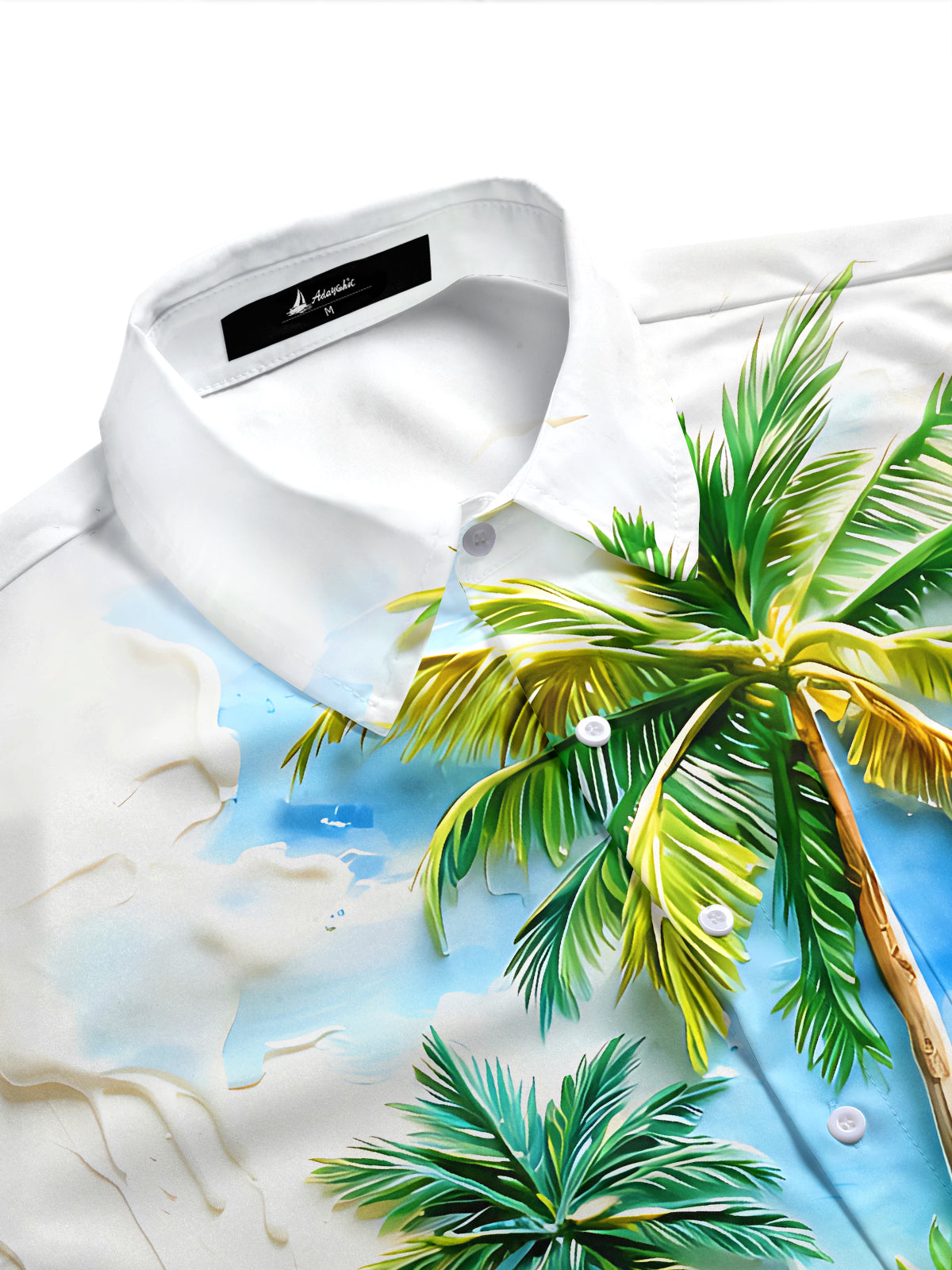Adaychic Men's Tropical Palm Tree Beach Print Short Sleeve Button Down Shirt with Chest Pocket