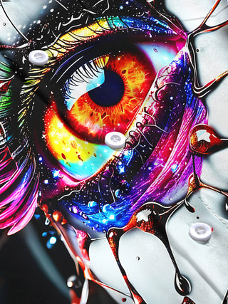 Adaychic Men's Giant Psychedelic Eye With Fluid Art Print Long Sleeve Shirt with Chest Pocket