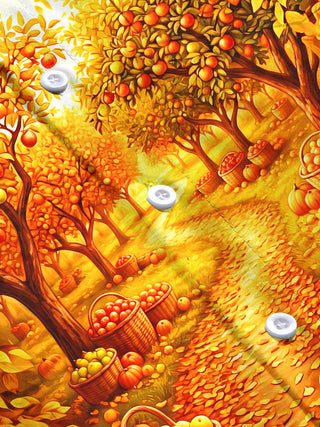 Adaychic Men's Long Sleeve Shirt - Autumn Orchard Path With Apples And Pumpkins Print with Chest Pocket