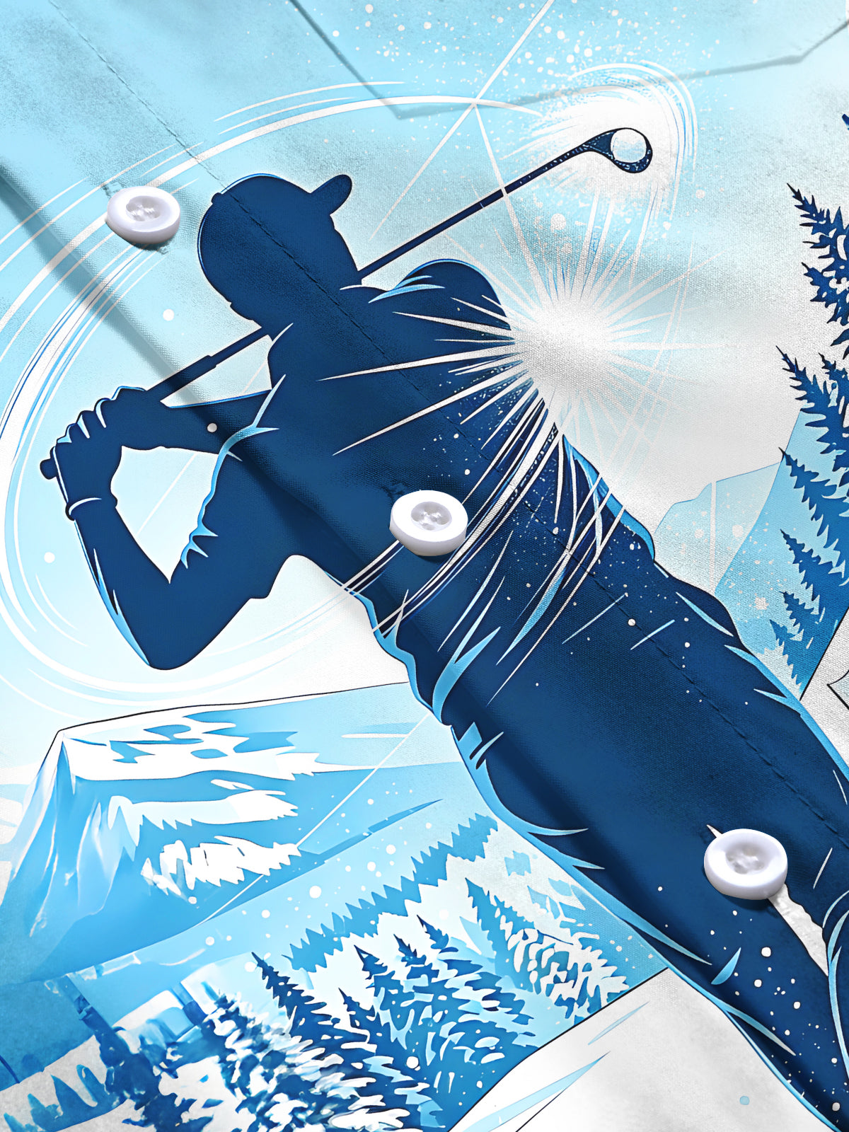 Adaychic Men's Long Sleeve Shirt - Golf Player Silhouette And Winter Animals Print with Chest Pocket