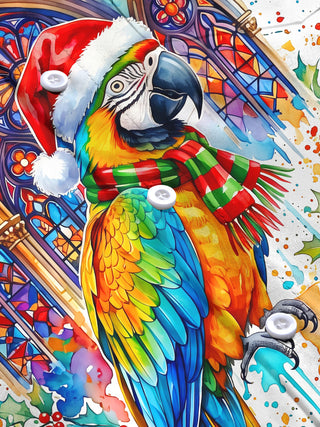 Adaychic Men's Long Sleeve Shirt - Christmas Parrot With Santa Hat And Scarf Print with Chest Pocket
