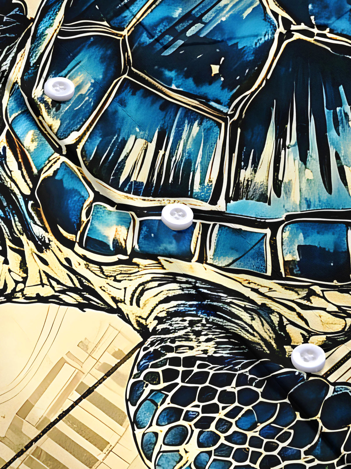 Adaychic Men's Vintage Style Sea Turtle Print Short Sleeve Shirt with Chest Pocket