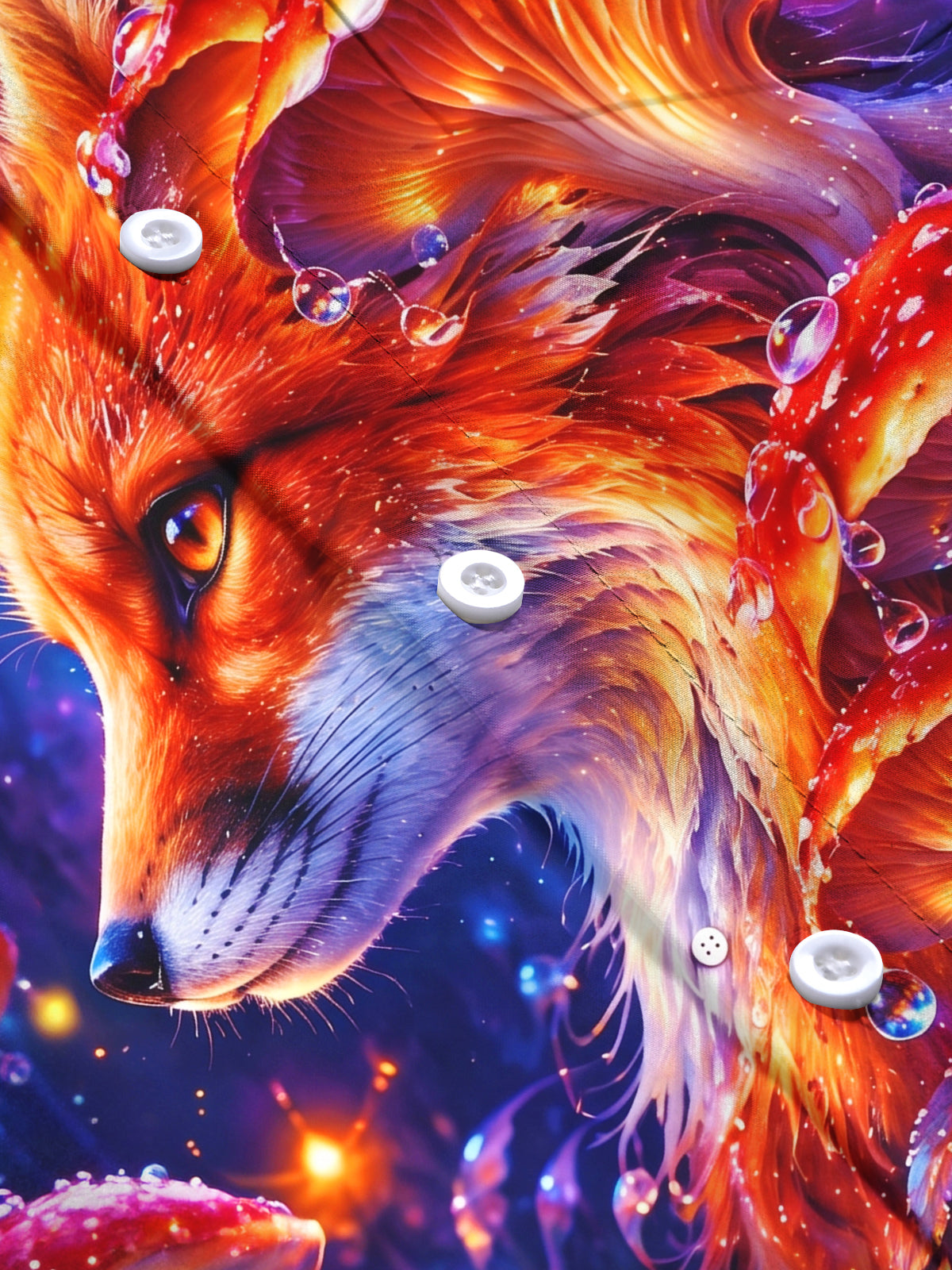 Adaychic Men's Fox And Mushrooms With Maple Leaves Print Long Sleeve Shirt with Chest Pocket