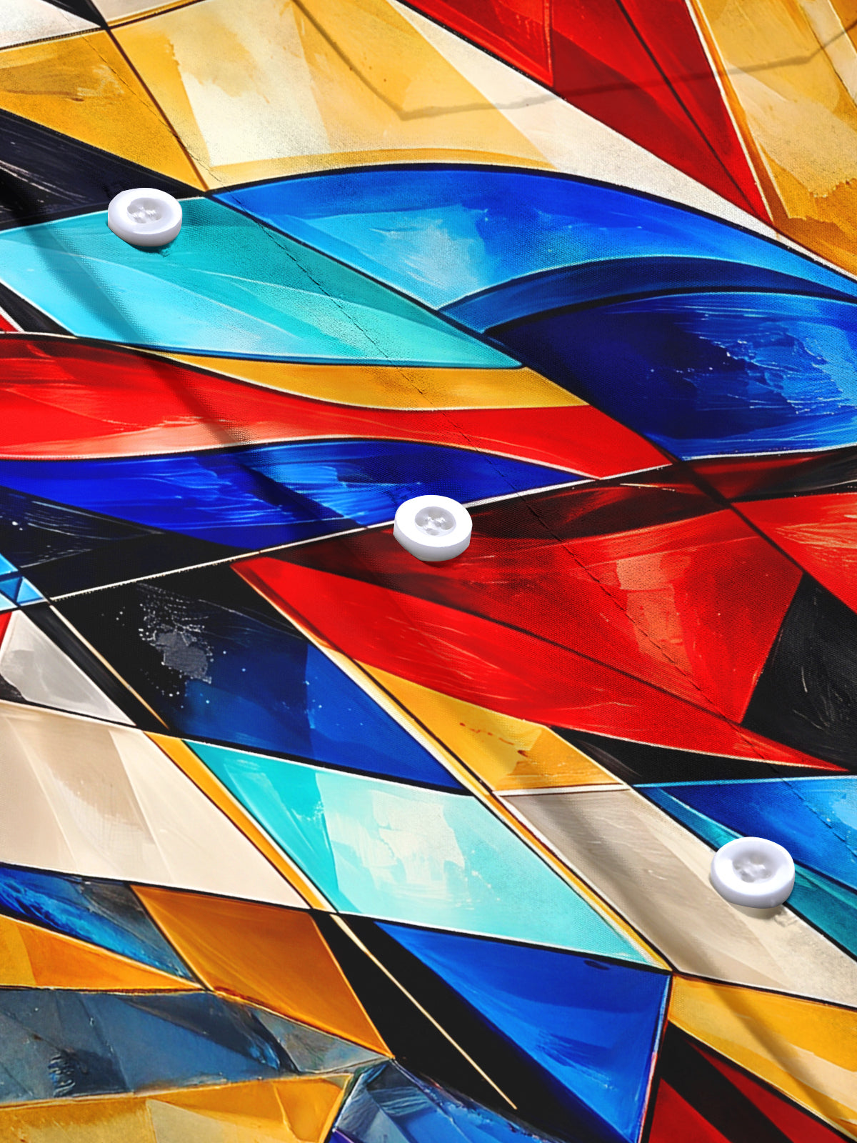 Adaychic Men's Colorful Geometric Abstract Shapes Print Long Sleeve Shirt with Chest Pocket