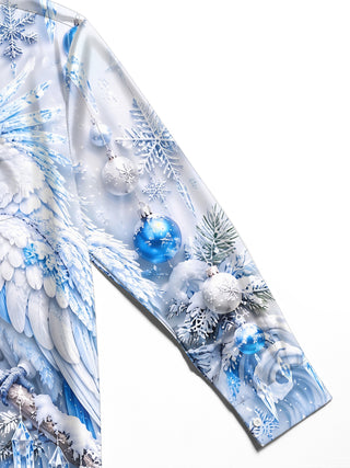 Adaychic Men's Graphic Christmas Parrot And Ornaments Print Long Sleeve Shirt with Chest Pocket