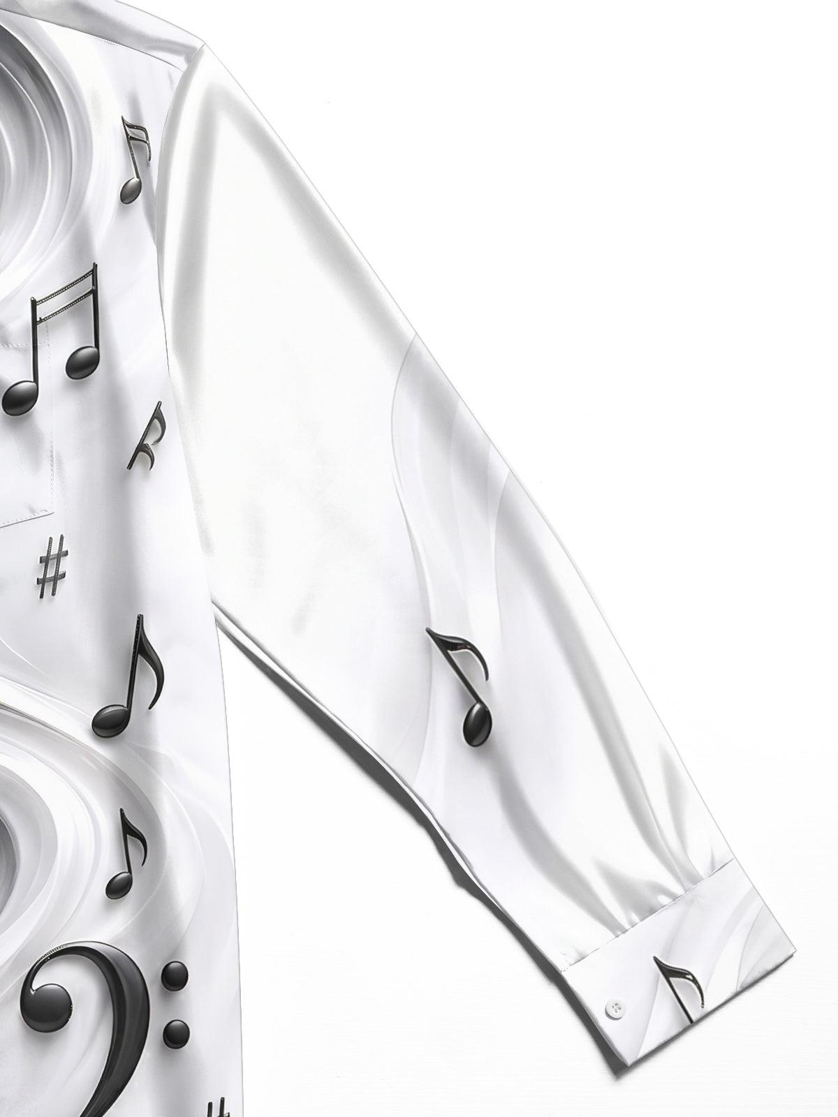 Adaychic Men's Graphic Musical Notes And Clefs Print Long Sleeve Shirt with Chest Pocket