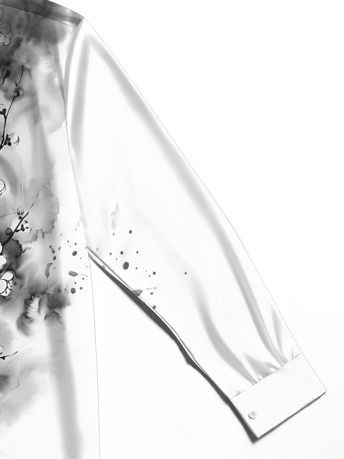 Adaychic Men's Floral Cherry Blossom Branches Print Long Sleeve Shirt with Chest Pocket