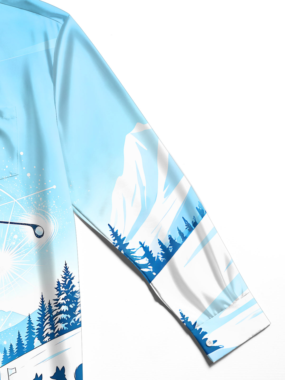 Adaychic Men's Long Sleeve Shirt - Golf Player Silhouette And Winter Animals Print with Chest Pocket
