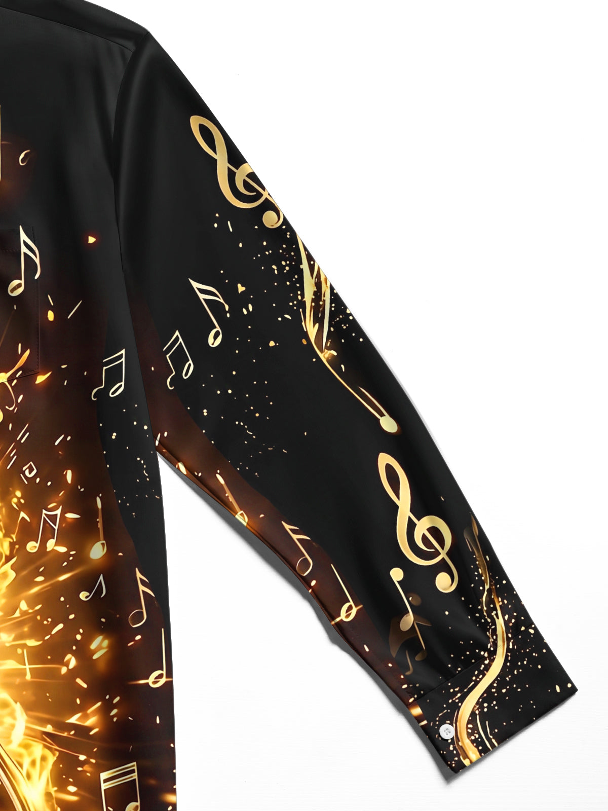 Adaychic Men's Graphic Electric Guitar Print Long Sleeve Shirt with Chest Pocket