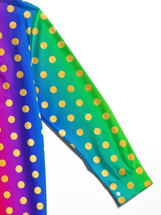 Adaychic Men's Patterned Gradient Polka Dots Print Long Sleeve Shirt with Chest Pocket