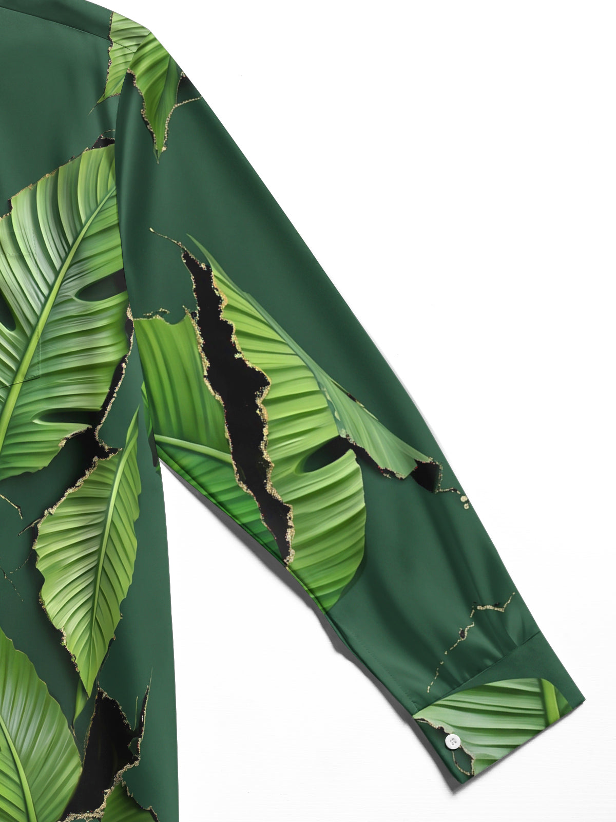 Adaychic Men's Tropical Tropical Palm Leaves Print Long Sleeve Shirt with Chest Pocket