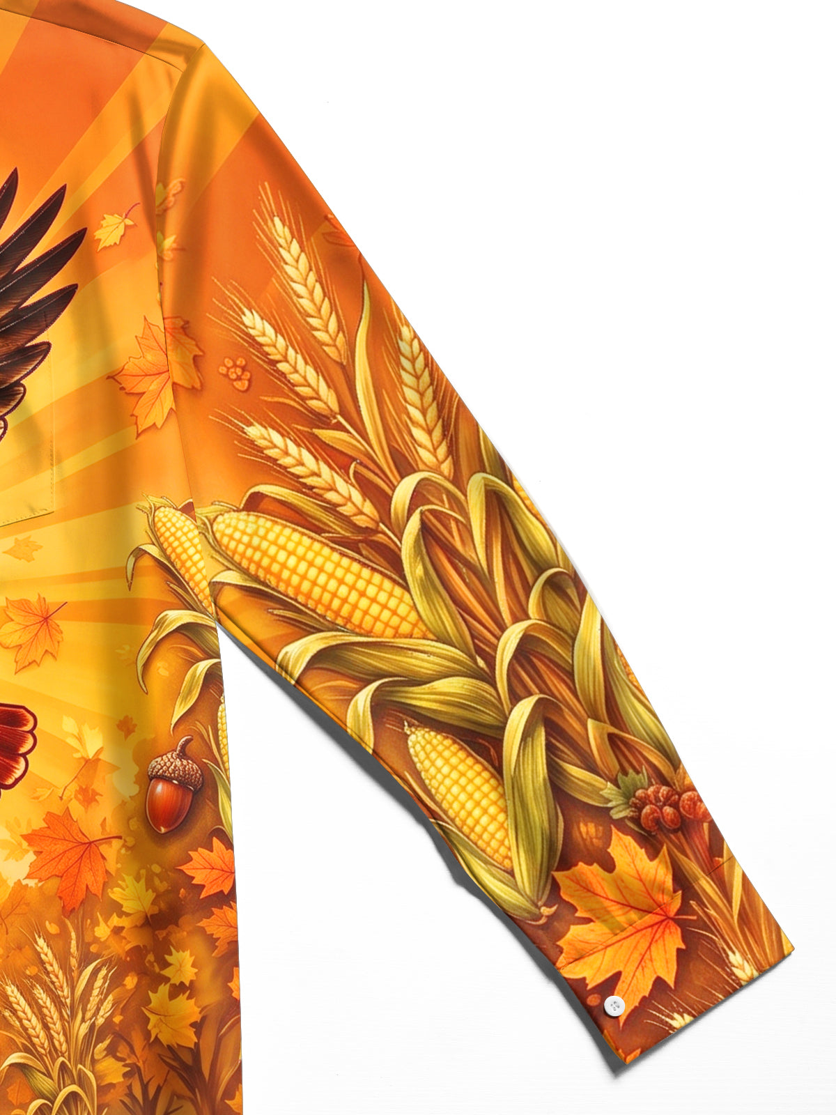 Adaychic Men's Thanksgiving Bald Eagle And Turkeys Print Long Sleeve Shirt with Chest Pocket