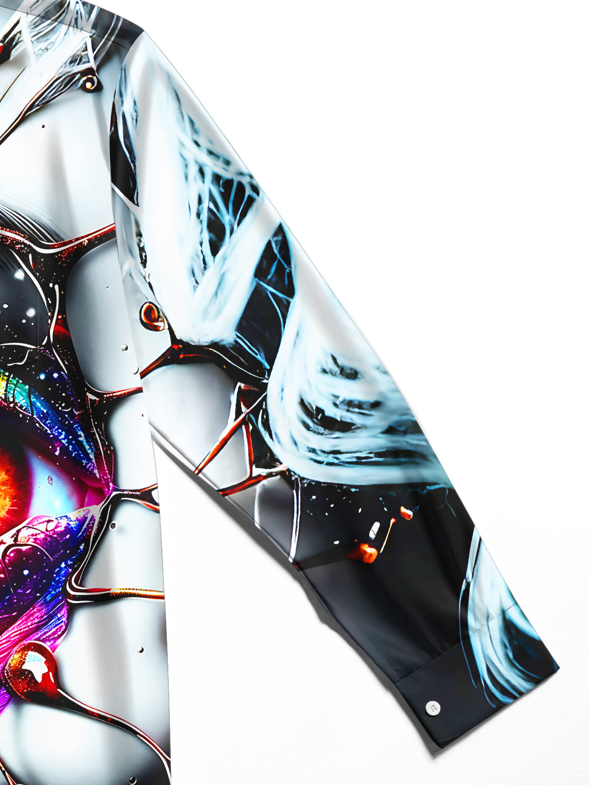Adaychic Men's Giant Psychedelic Eye With Fluid Art Print Long Sleeve Shirt with Chest Pocket