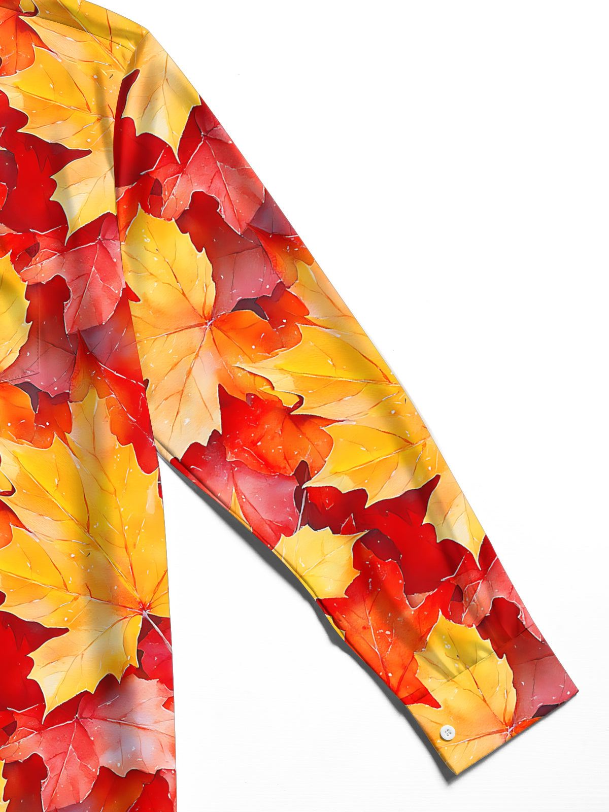 Adaychic Men's Printed Autumn Maple Leaves Print Long Sleeve Shirt with Chest Pocket