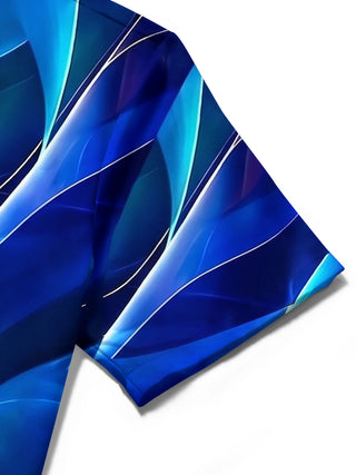 Adaychic Men's Graphic Abstract Swirl Gradient Print Short Sleeve Button Down Shirt with Chest Pocket
