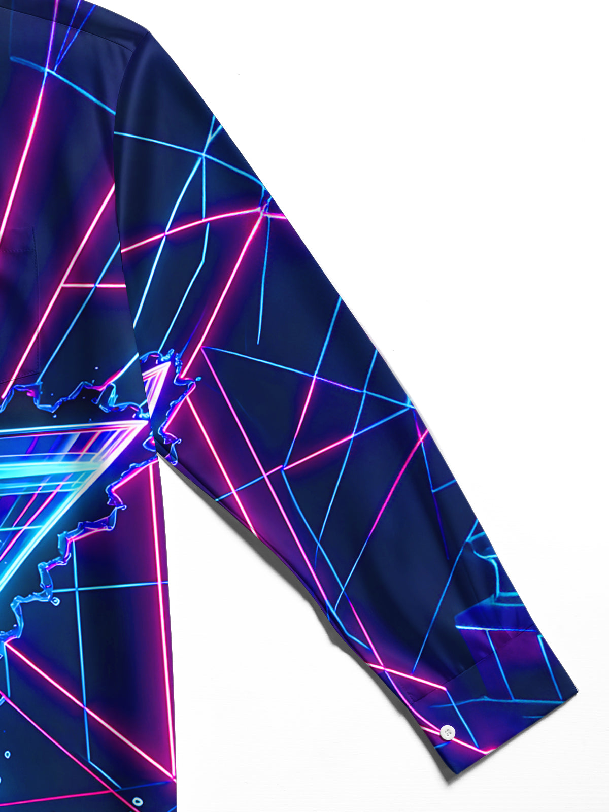 Adaychic Men's Graphic Neon Cocktail Glass Print Long Sleeve Shirt with Chest Pocket