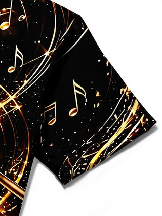 Adaychic Men's Graphic Golden Drum Set Print Short Sleeve Shirt with Chest Pocket