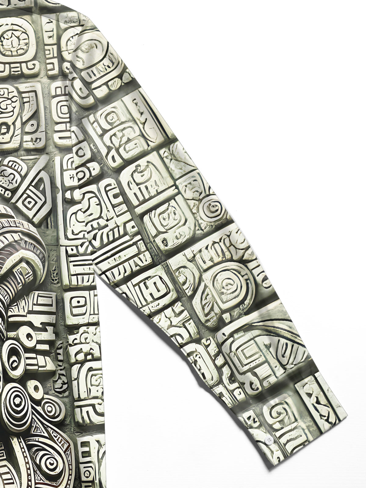 Adaychic Mayan Stone Carving Mask Men's Pocket Long Sleeve Shirts