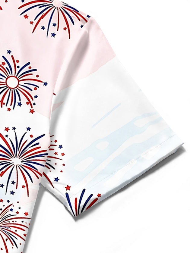 Independence Hot Dog Firework Men's Pocket Short Sleeve Shirts