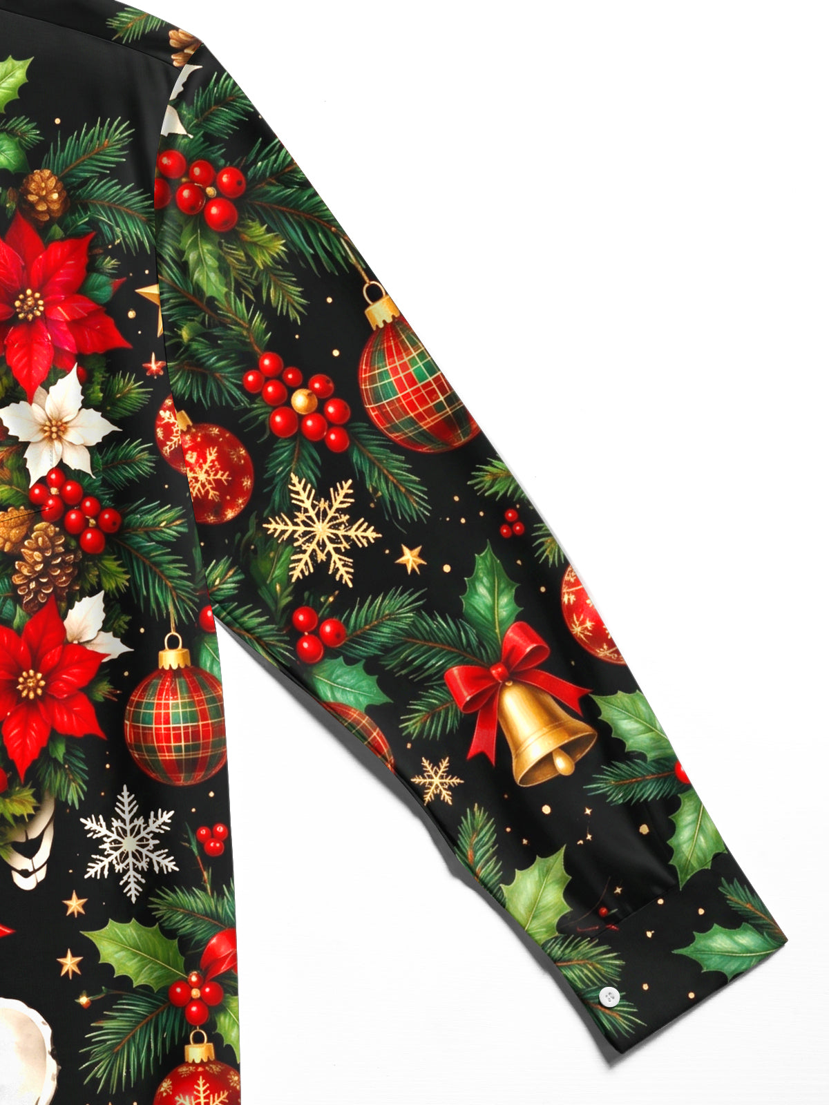 Adaychic Men's Skeleton Torso And Christmas Ornaments Print Long Sleeve Shirt with Chest Pocket