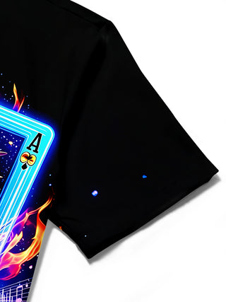Adaychic Men's Graphic Musical Instruments Print Short Sleeve Shirt with Chest Pocket