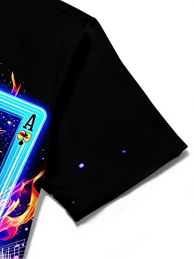Adaychic Men's Graphic Musical Instruments Print Short Sleeve Shirt with Chest Pocket