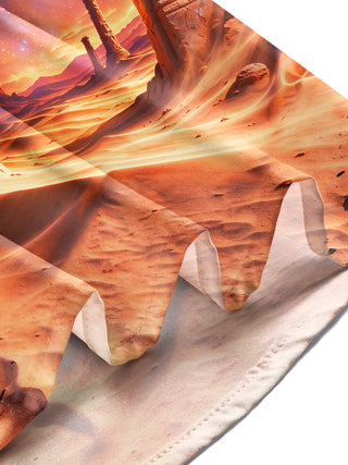 Adaychic Men's Long Sleeve Shirt - Desert Arch And Glowing Cross With Galaxy Sky Print with Chest Pocket