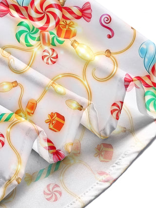 Adaychic Men's Hawaiian Christmas Lights And Candy Print Long Sleeve Shirt with Chest Pocket