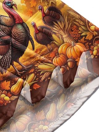 Adaychic Men's Thanksgiving Bald Eagle And Turkeys Print Long Sleeve Shirt with Chest Pocket
