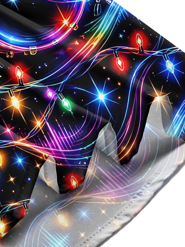Adaychic Men's Neon Drum Kit And Christmas Lights Print Long Sleeve Shirt with Chest Pocket