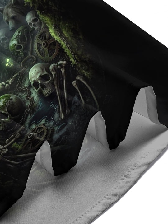 Adaychic Men's Graphic Grim Reaper Print Short Sleeve Shirt with Chest Pocket
