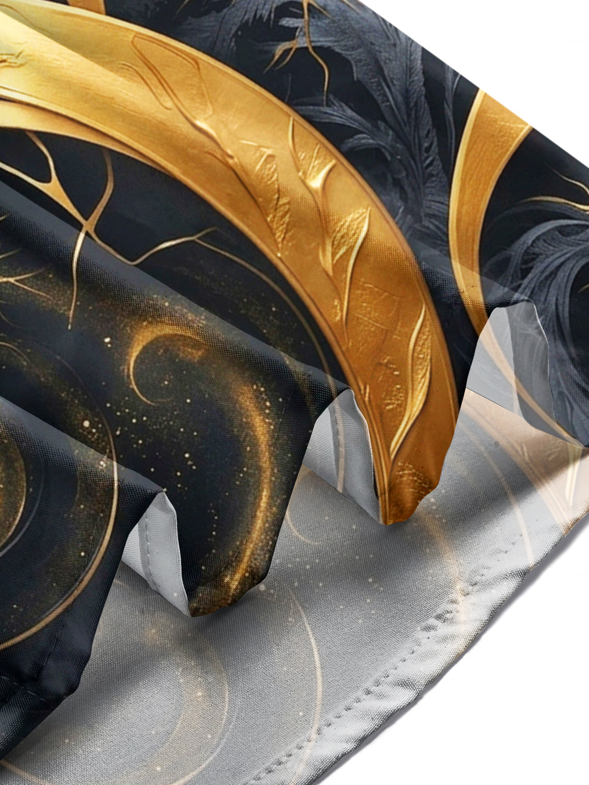Adaychic Men's Long Sleeve Shirt - Abstract Gold And Black Spiral Art With Nerve-like Patterns Print with Chest Pocket
