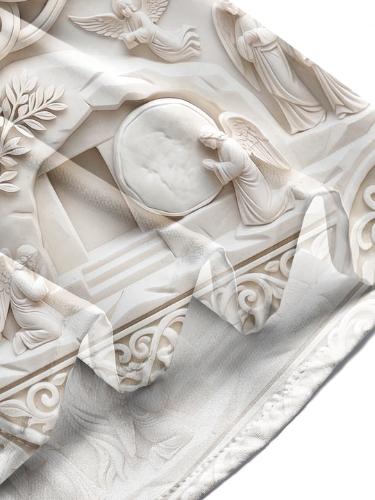 Adaychic Men's 3D Stone Sculpture Pattern 3D Effect Print Long Sleeve Shirt with Chest Pocket