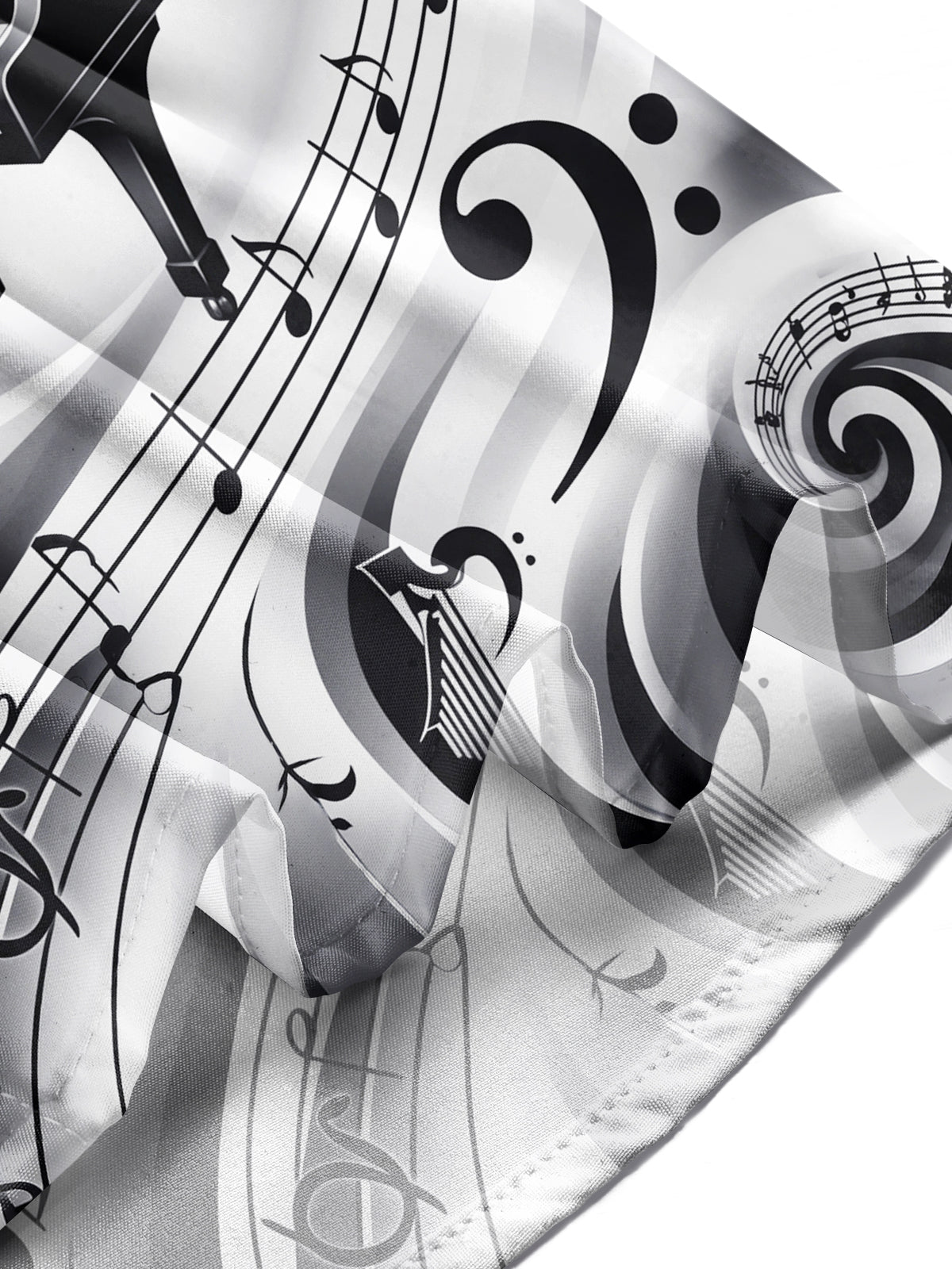 Adaychic Men's Graphic Piano Harp Music Note Pattern Long Sleeve Shirt with Chest Pocket
