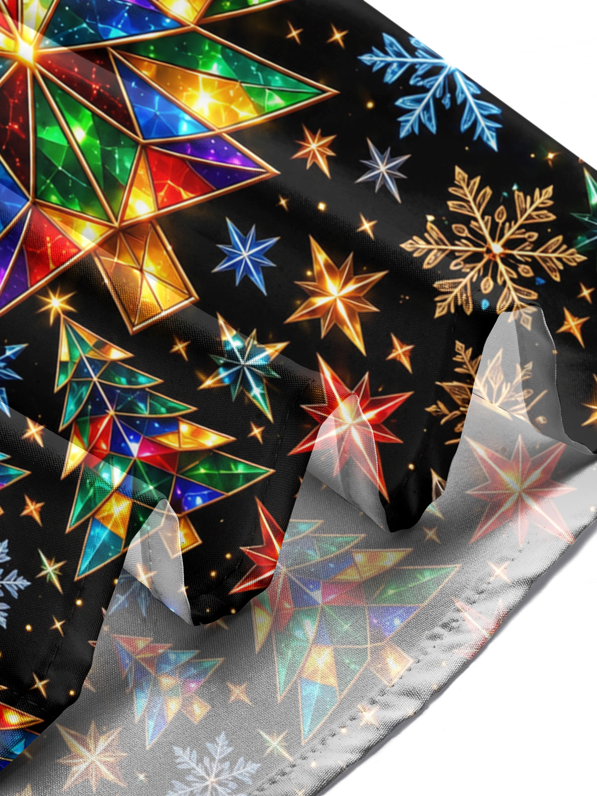 Adaychic Men's Geometric Christmas Trees And Snowflakes Print Long Sleeve Shirt with Chest Pocket